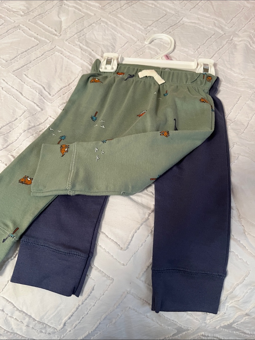 Carter's Two-Pack Leggings - Olive Green Print & Navy Blue